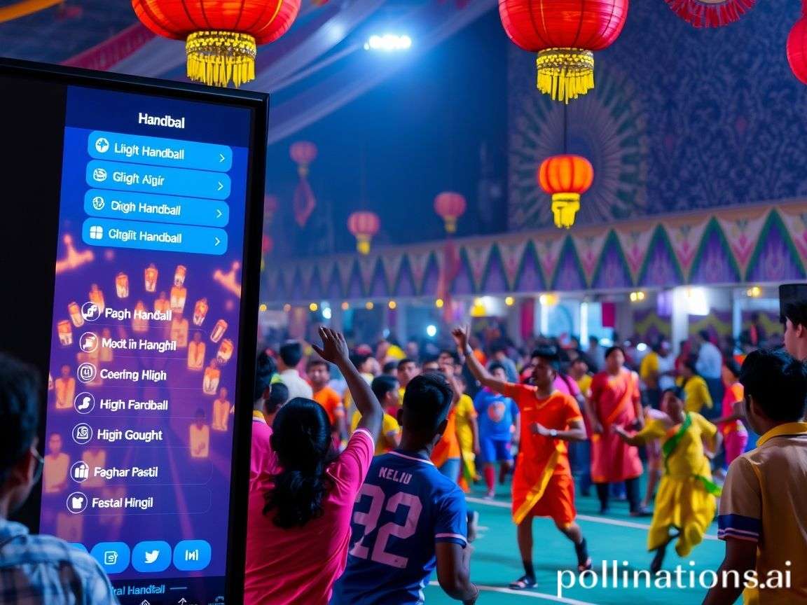 Festival Handball India interface showing Hindi language option